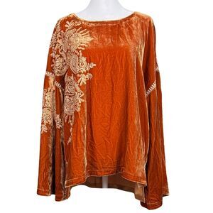 Sundance Velvet Embroidered Burnt Orange Blouse